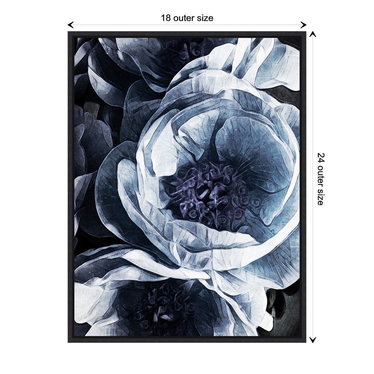 Peony Blue Petals III by Ashley Aldridge Canvas Wall Art Print Framed